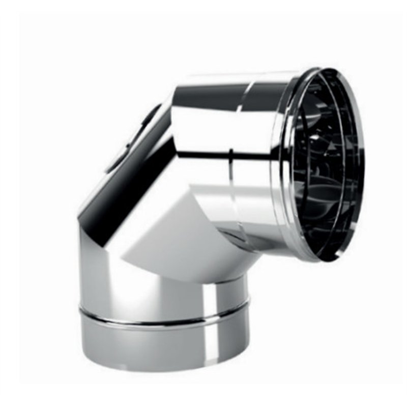 Curva 90° con ispezione MC9IT Mono Inox Aisi316 Canna fumaria