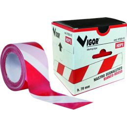 Signal tape white / red roll 200 mtl
