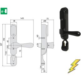 Iseo 216120654 scrocco piÙ catenaccio per porte tagliafuoco e 65 quadro 9  ambidestra MALFATTI&TACCHINI GROUP