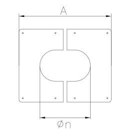 Square shaped hole cover 0:30° for single and double wall flue