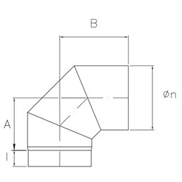 90 ° bend SDC9 DESIGN thickness 2mm for wood stoves