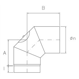 90 ° bend with SDC9 DESIGN INSPECTION 2mm thickness for wood stoves