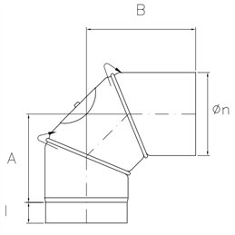 0-90 ° swivel bend with SDC9IG DESIGN INSPECTION 2mm thickness for wood stoves