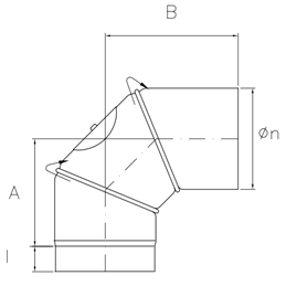 Curva girevole 0-90° con ISPEZIONE SDC9IG DESIGN spessore 2mm per stufe a legna