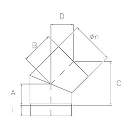 Curva 45° SDC4 DESIGN spessore 2mm per stufe a legna