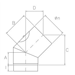 45 ° bend with SDC4I DESIGN INSPECTION 2mm thickness for wood stoves