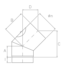 Curva 45° con ISPEZIONE SDC4I DESIGN spessore 2mm per stufe a legna