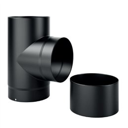 Raccordo a T 90° con tappo SDT9 DESIGN spessore 2mm per stufe a
