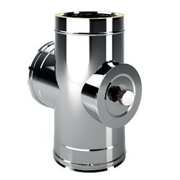 90° cross T fitting with high temperature inspection I2TCH ISO25 INOX Double wall flue