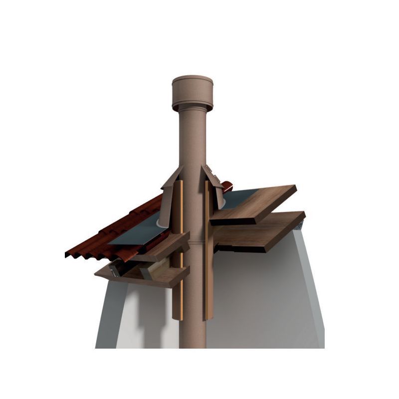 Wooden roof passage SLIM PASS-THROUGH element for STAINLESS STEEL flue