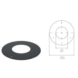 Oversized wall covering plate in steel for pellet stove