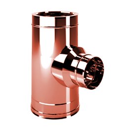 90° T-pipe MONO reduced flue double wall ISO25 De Marinis Copper