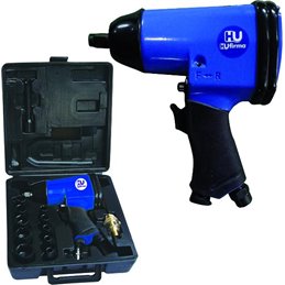 HU-Firma 1/2 inch pneumatic impact wrench in case with 10 sockets