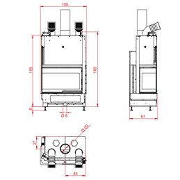 Wood-burning fireplace PALAZZETTI Ecomonoblocco WTX 80 Air corner 5 STARS