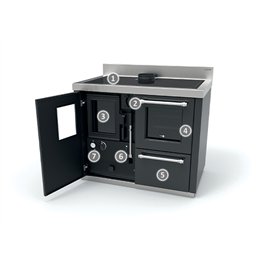Termocucina a legna BOSKY F30 SQUARE EVO 5 Thermorossi 11,1kW 5