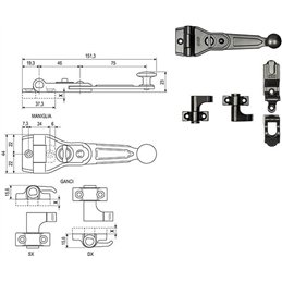 Spagnoletta AGB Abaco Kit per anta 903.15.93