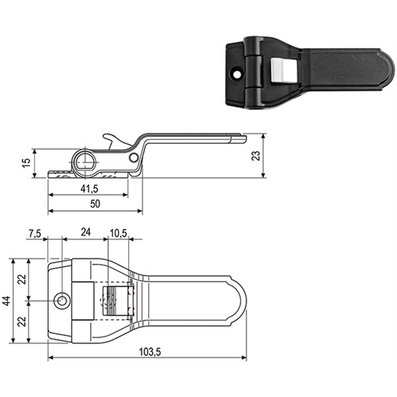 Spagnoletta a scatto AGB serie 2K per anta 003.01.93