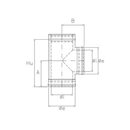 90° T-Pipe RM2T9 ISO25 HAMMERED COPPER Double wall flue pipe