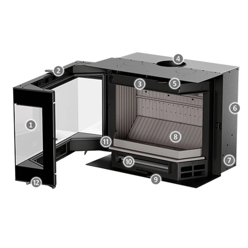 PANORAMA Thermorossi 10.5 kW 5 star corner wood insert