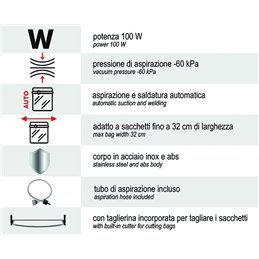 Macchina Sottovuoto per alimenti VIGOR VACUUM 100W 95745-20