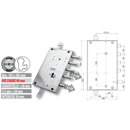 Serratura porta blindata Mottura 89.8461GR/Q per GARDESA