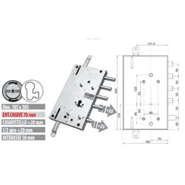 Serratura porta blindata Mottura 89.8561G/15Q triplice 1/2g