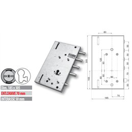 Serratura porta blindata Mottura 89.8561G/7Q triplice 1/2g