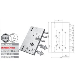 Serratura porta blindata Mottura 89.8561G/11Q triplice 1/2g