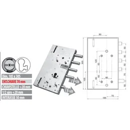 Serratura porta blindata Mottura 89.8561G/11Q triplice 1/2g