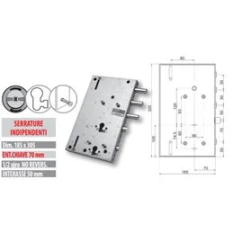 Serratura porta blindata Mottura 89.8567G/8Q triplice 1/2g