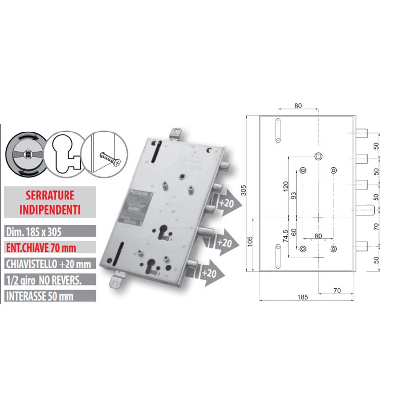 Security door lock Mottura 89.8R567G/16Q Euro profyle for
