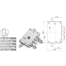 Serratura porta blindata Mottura 89.8571G1/Q triplice 1/2g