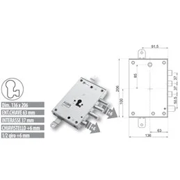 Serratura porta blindata Mottura 89.8571G1/Q triplice 1/2g