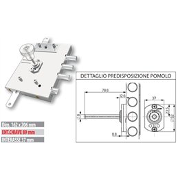 Serratura porta blindata Mottura 3DKEY 893D.573GR per GARDESA