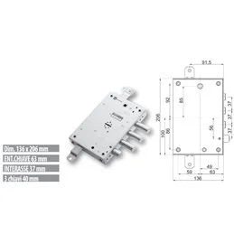 Serratura porta blindata Mottura 89.571TOR triplice 1/2g