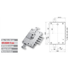 Mottura 89.K571DR/B triple 1/2g armored door lock compatible