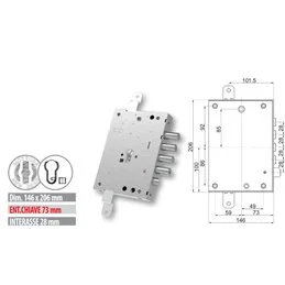 Serratura porta blindata Mottura 89.2571W87Q cilindro euro