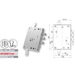 Mottura 89.2571W77Q armored door lock Euro cylinder compatible