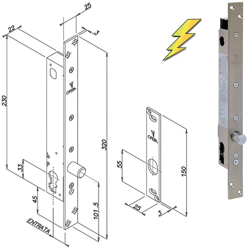 OPERA 25800 10-30V DC Safety Electro-piston Lock