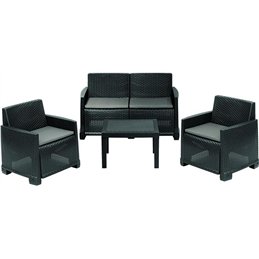 Set Giardino Tavolo+ divano e 2 sedie in PP/rattan - ISEO VIGOR