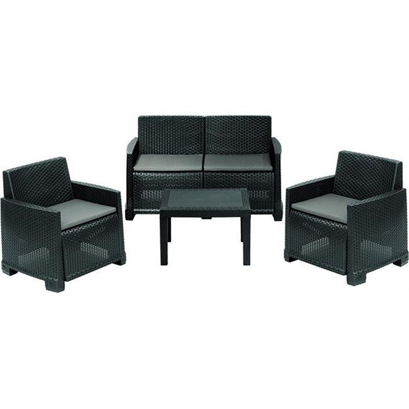 Set Giardino Tavolo+ divano e 2 sedie in PP/rattan - ISEO VIGOR