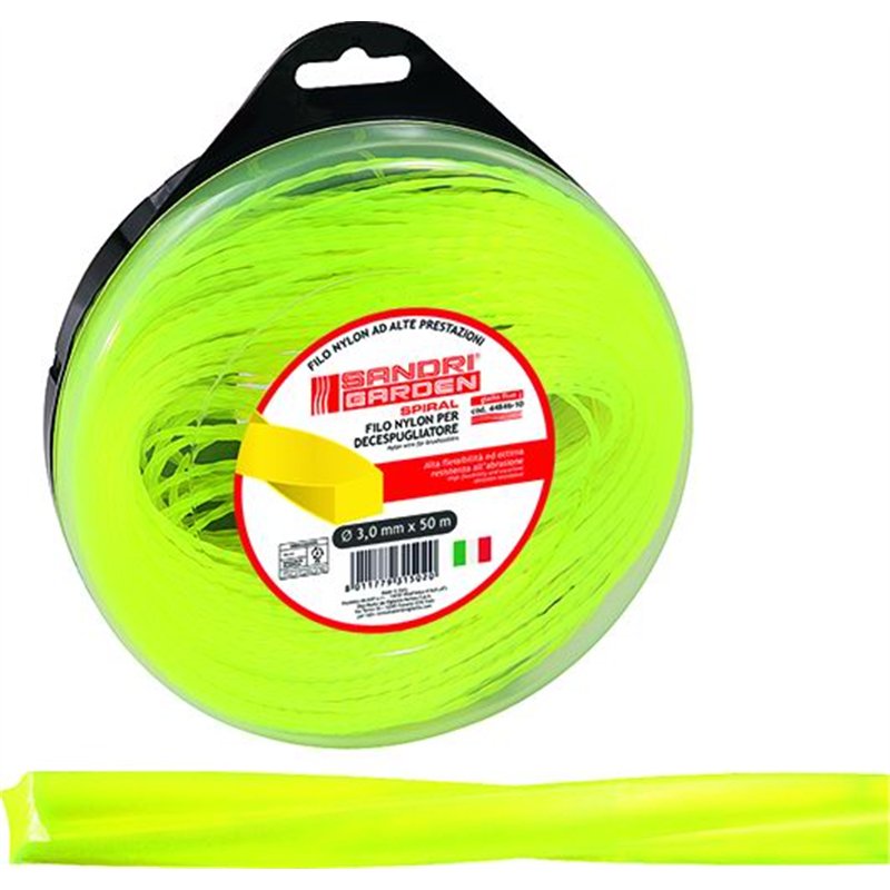 Filo in nylon per decespugliatore sez. spirale d.3.0mm 50 mtl.