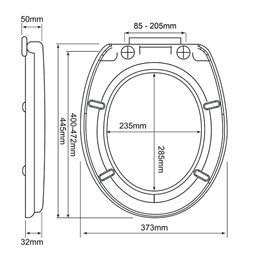 Universal toilet seat with slow closing VIGOR MEMPHIS Duroplast