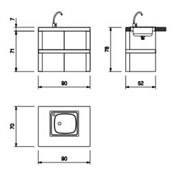 90cm concrete sink module for Palazzetti barbecue