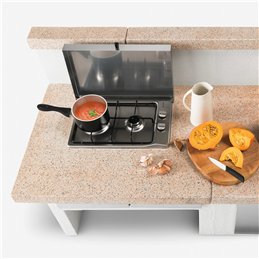90cm 2-burner gas stove module in concrete for Palazzetti