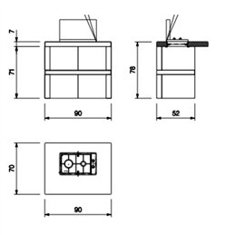 90cm 2-burner gas stove module in concrete for Palazzetti