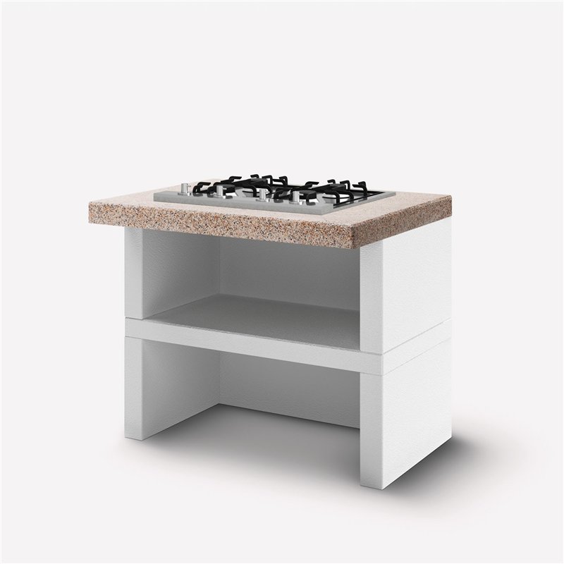 Modulo fornello gas 4 fuochi 90cm in cemento per barbecue