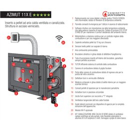 Inserto camino a pellet Montegrappa AZIMUT 11 Kw 10,5 canalizzato 5 Stelle