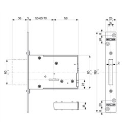Mottura 40.702 lateral mortise lock (pack of 6)