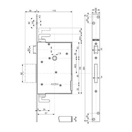 Mottura 40.741 1/2g. triple double map mortise lock